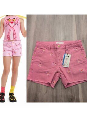 Desigual | Girls Pink Panther Printed Denim Shorts In Pink